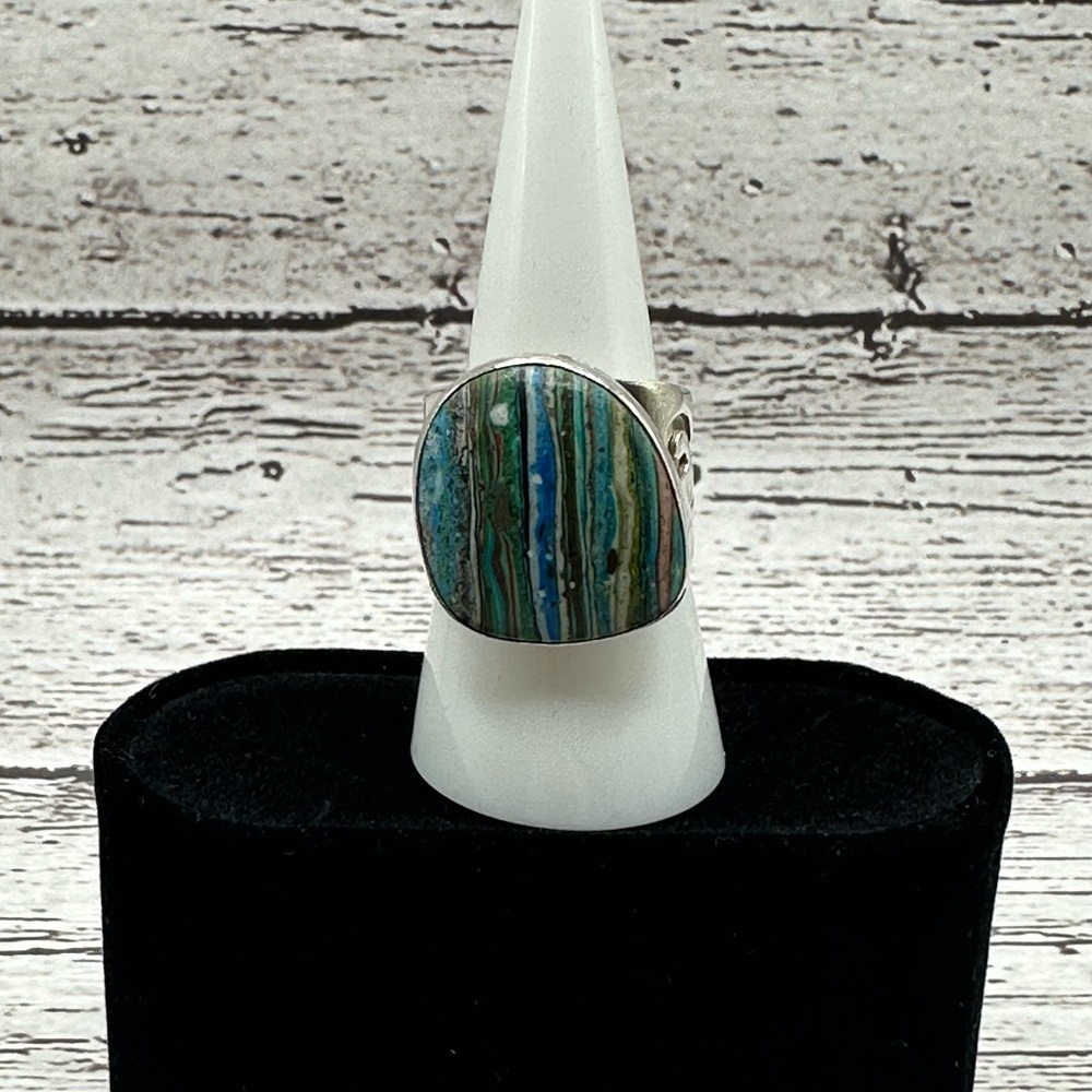 DTR Rainbow Calsilica Striped Stone Ring